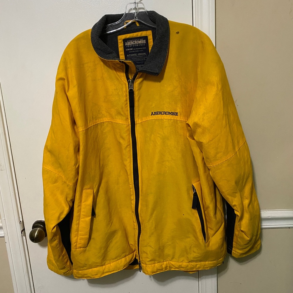 Vtg 90s Y2K Abercrombie & Fitch Performance Fleece Lined Nylon Mens Jacket Work
